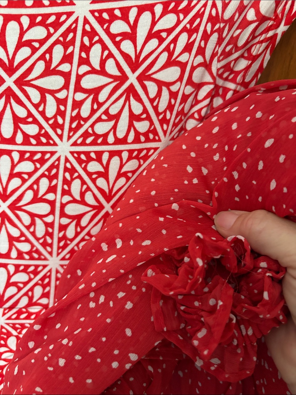 Boden Orange-Red and White Geometric Midi Dress - Picture 5 of 5
